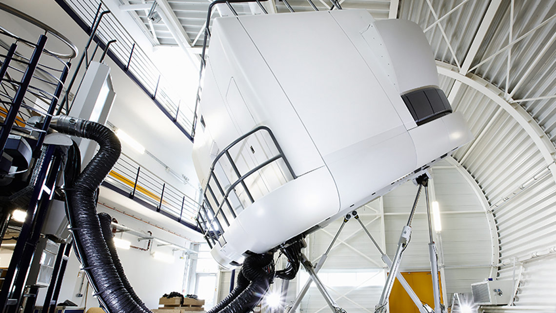 A Full Flight Simulator in motion